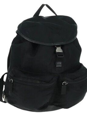 PRADA Backpack Nylon Black Silver Auth gh1538